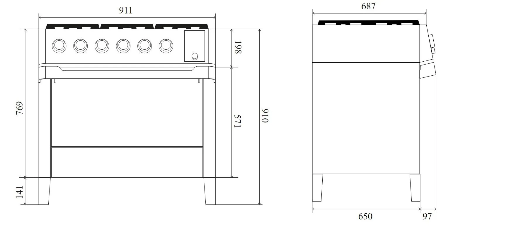 Кухонный блок ILVE PM09FDS3/SS