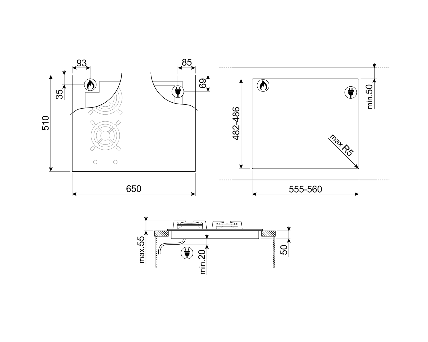 Варочная панель SMEG PM3643D